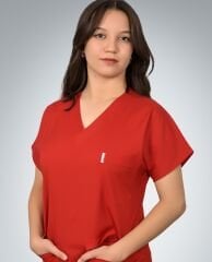 Formed Likralı Kumaş Unisex Kırmızı Doktor Hemşire Forması