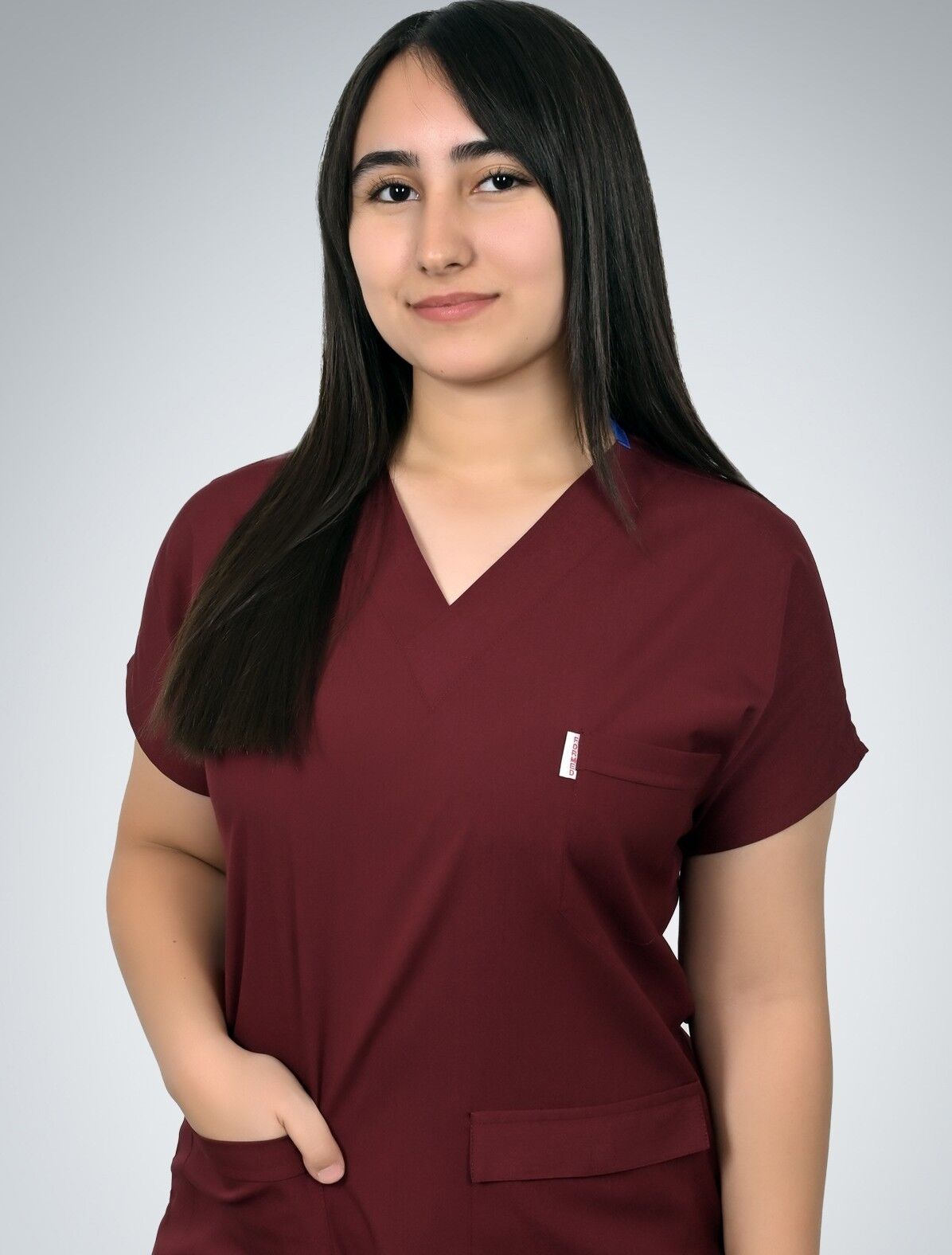 Formed Likralı Kumaş Kadın Bordo Doktor Hemşire Forması
