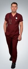 Formed Likralı Kumaş Erkek Bordo Doktor Hemşire Forması