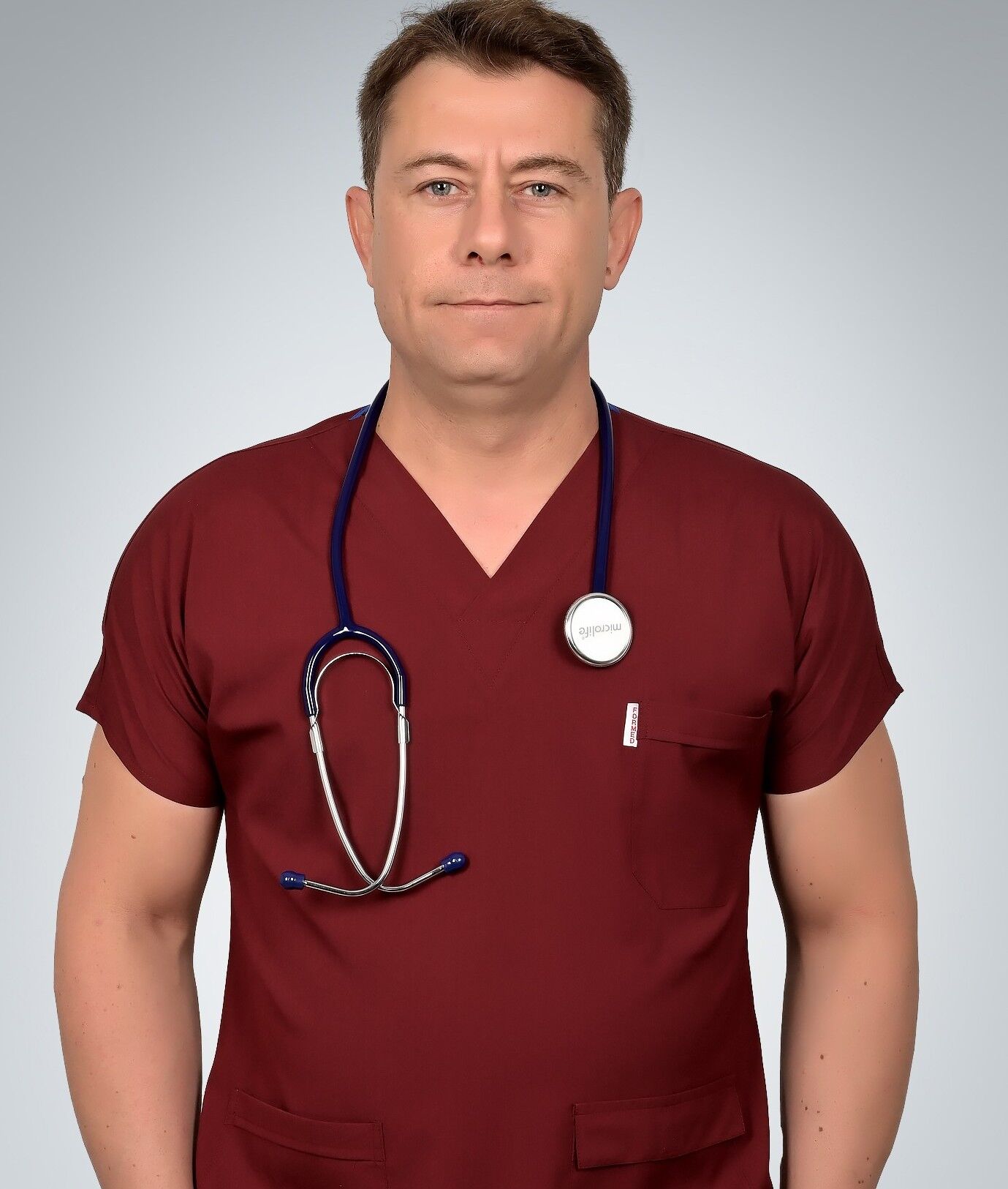 Formed Likralı Kumaş Erkek Bordo Doktor Hemşire Forması