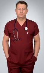 Formed Likralı Kumaş Erkek Bordo Doktor Hemşire Forması