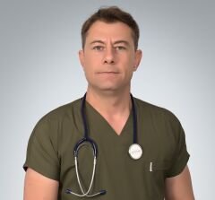Formed Likralı Kumaş  Erkek Üst Haki Yeşili + Alt  Siyah Doktor Hemşire Forması