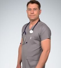 Formed Likralı Kumaş Erkek Gri Doktor Hemşire Forması