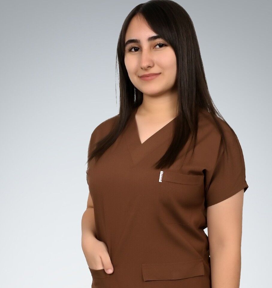 Formed Likralı Kumaş Kadın Kahverengi Doktor Hemşire Forması