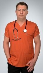 Formed Likralı Kumaş Unisex Üst Kremit + Alt  Siyah Doktor Hemşire Forması