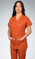 Formed Likralı Kumaş Unisex Kremit  Doktor Hemşire Forması