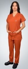 Formed Likralı Kumaş Unisex Kremit  Doktor Hemşire Forması