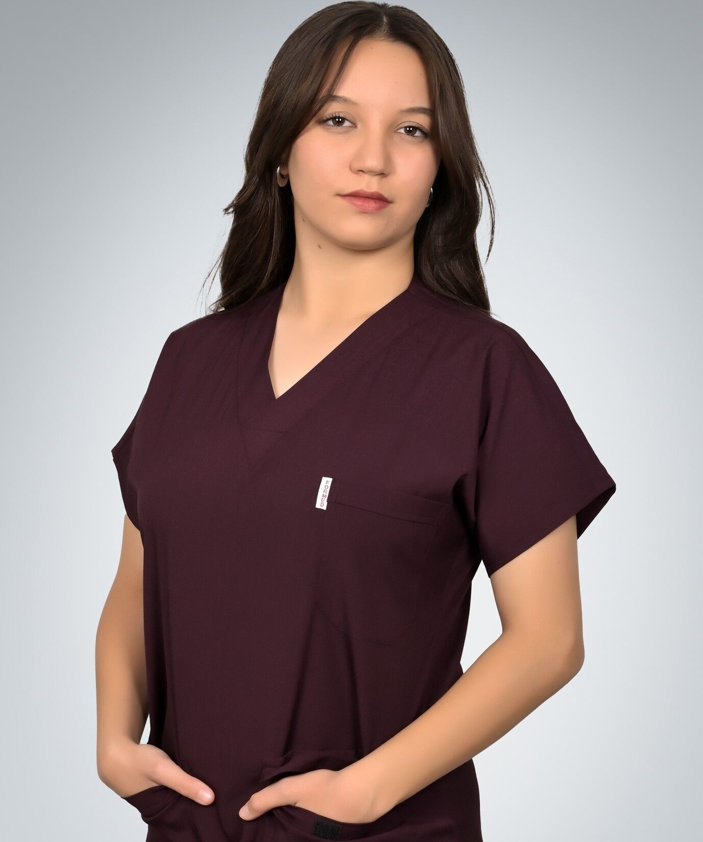 Formed Likralı Kumaş Kadın Mürdüm Doktor Hemşire Forması